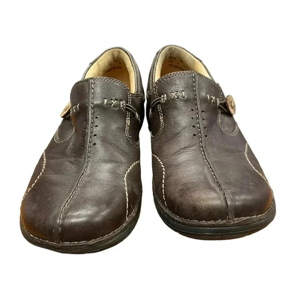Clark’s Unstructured Brown Leather Slip On Loafers Size 7M - Picture 6 of 11